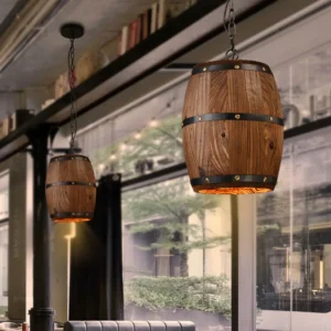 Decorative Chandelier Wooden Vintage Wine Barrel
