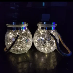 30 LEDs Solar Night Light Crack Ball Glass Jar