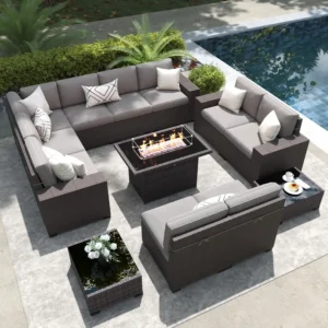 13 Pieces Outdoor Patio Set with Firepit