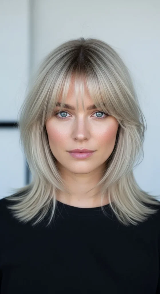 Ash Blonde Wolf Cut Without Bangs
