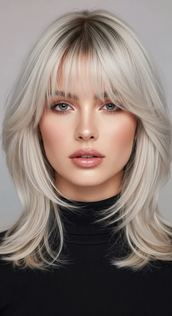 Blonde Wolf Cut with Curtain Bangs