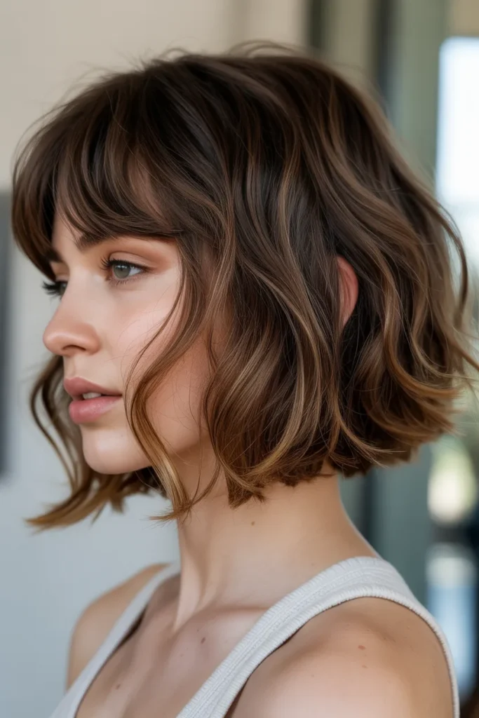 Blunt Bob Shag with Curtain Bangs