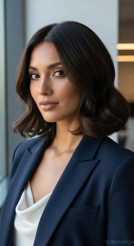Bob Haircut With Subtle Waves For Oval Shaped Face