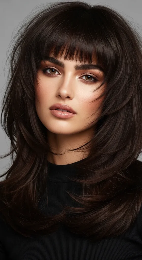 Bold Layered Wolf Cut with Curtain Bangs