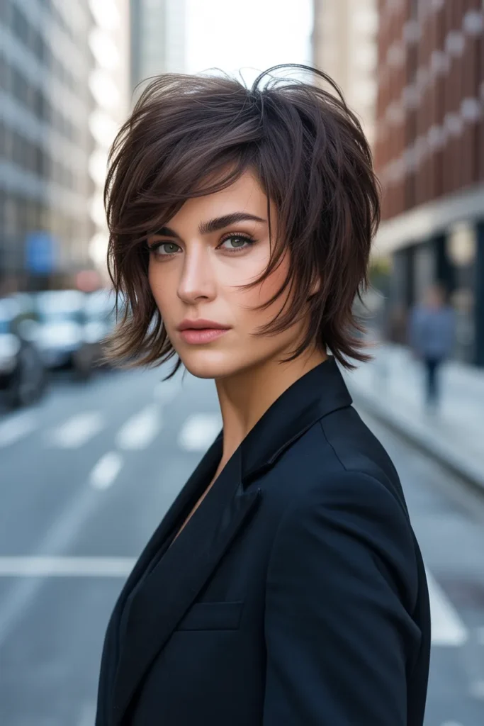 Bold Short Layered Haircut With Textured Ends