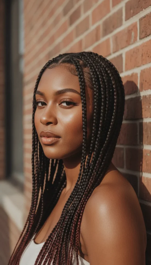 Box Braids With Baby Braids Blending at the Roots