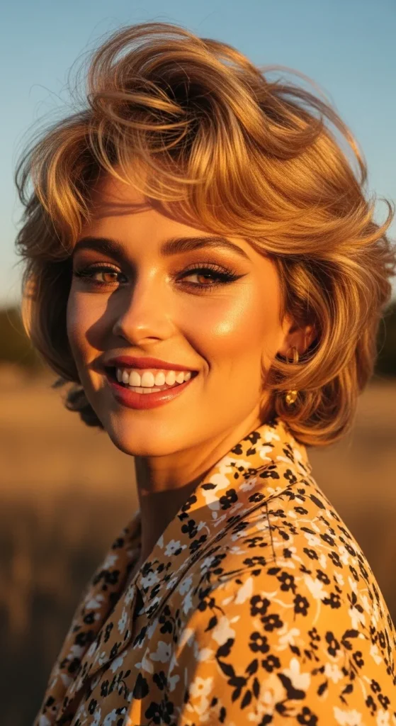 Butterfly Cut Short Hair Inspired by 70s Retro Styling