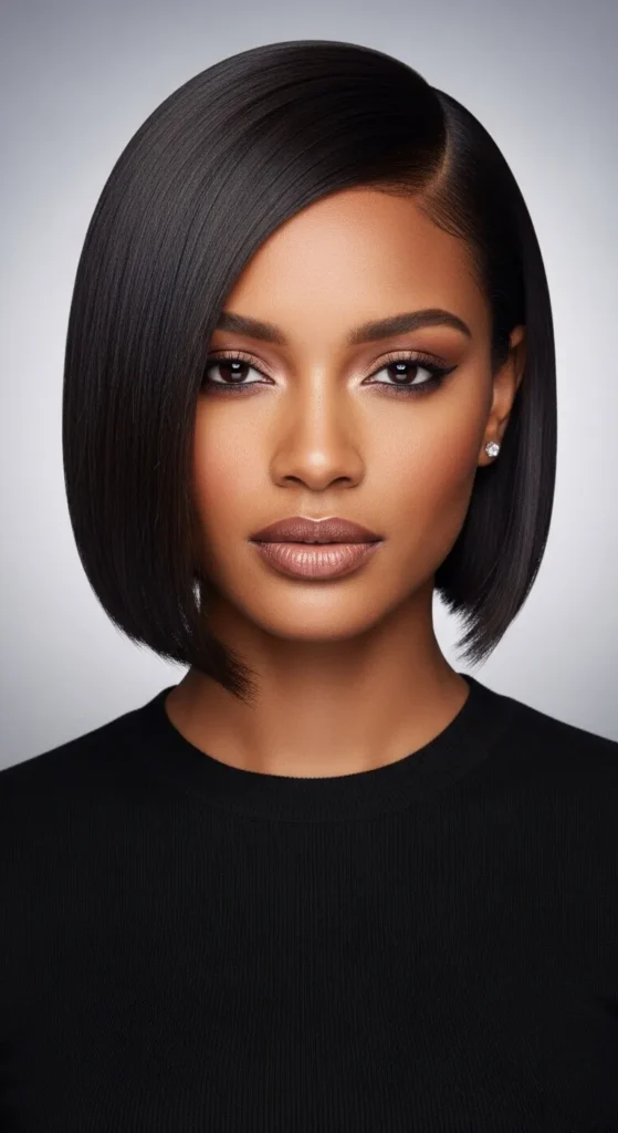 Butterfly Cut Short Hair Styled Straight and Sleek