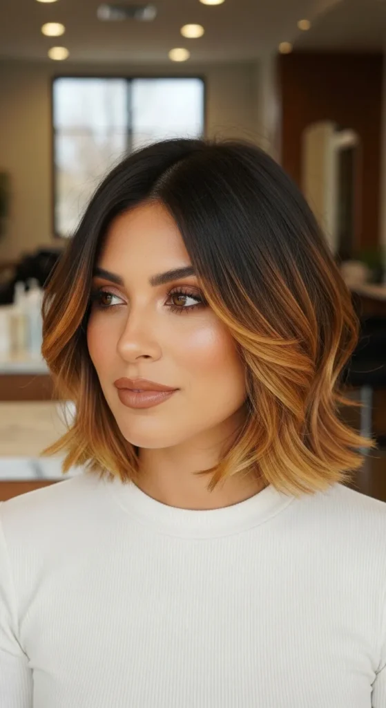 Butterfly Cut Short Hair with Balayage Color