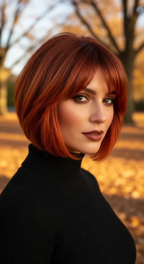 Butterfly Cut Short Hair with Copper Tones for Fall