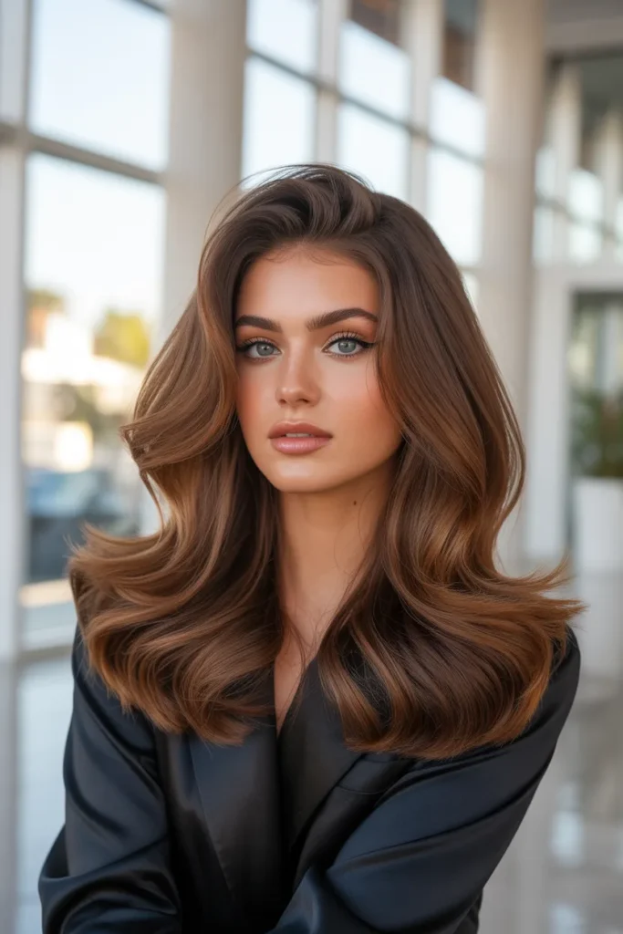 California Brunette Blowout With Glossy Shine