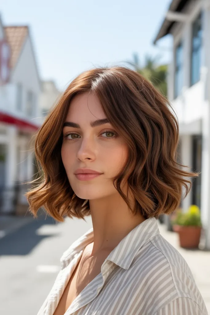 California Brunette Lob With Textured Ends