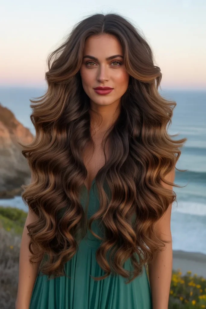 California Brunette Mermaid Waves With Ombre Effect