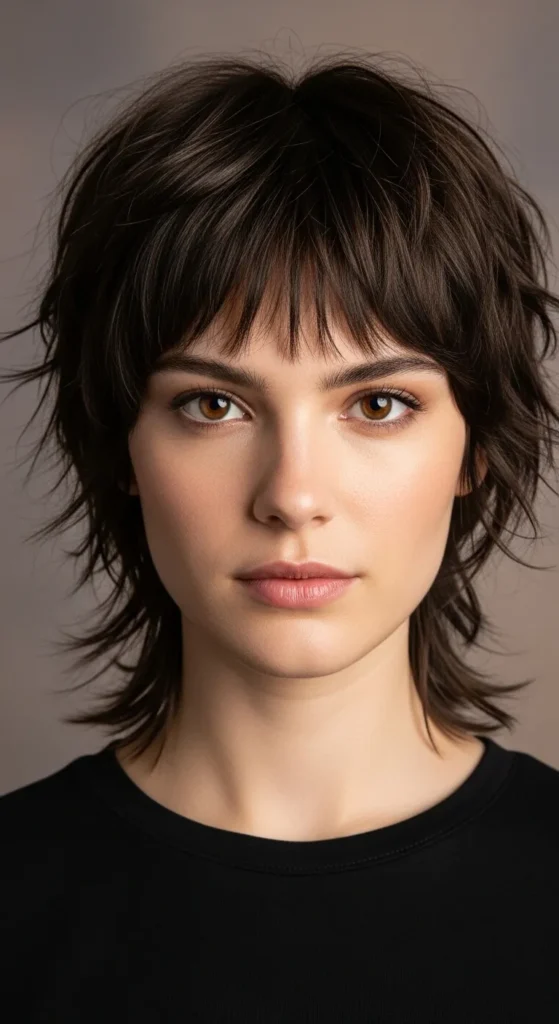 Choppy Short Wolf Cut with Curtain Bangs