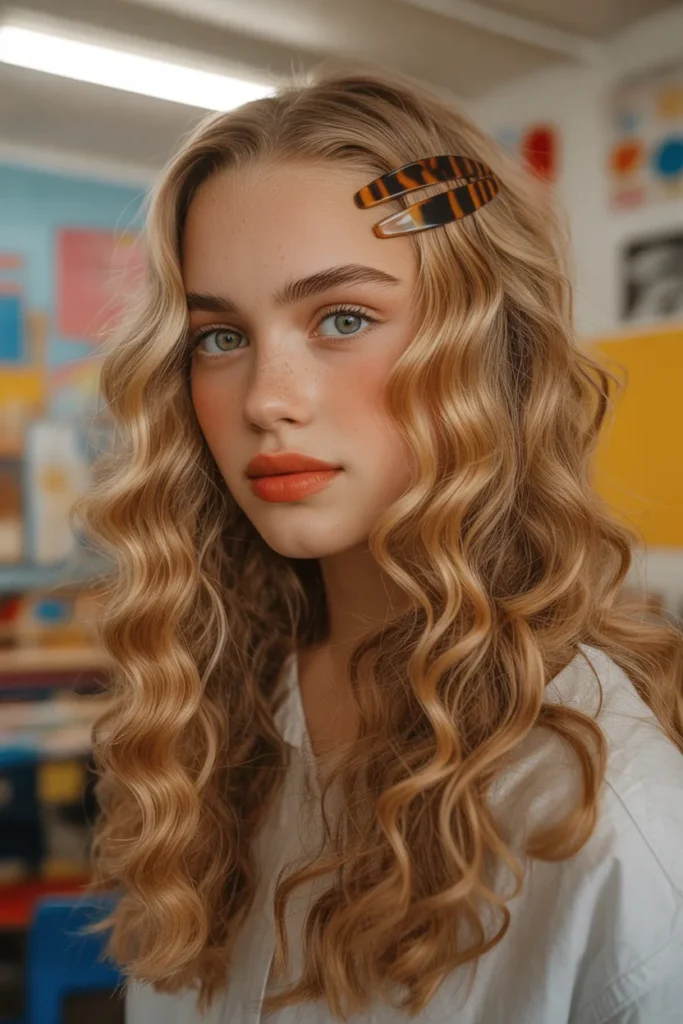 Crimped Hair With Half-Up Section