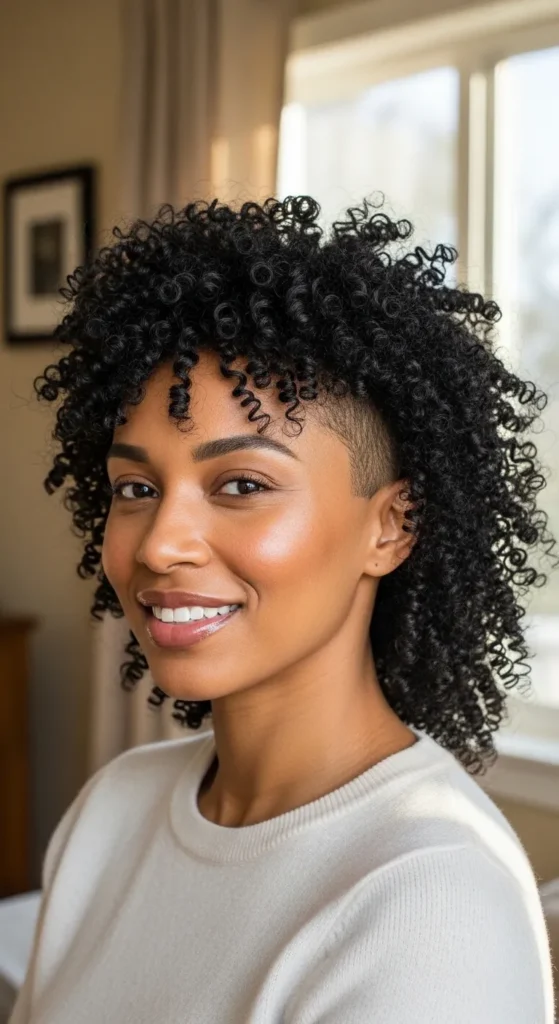 Curly Soft Mullet with Tapered Sides