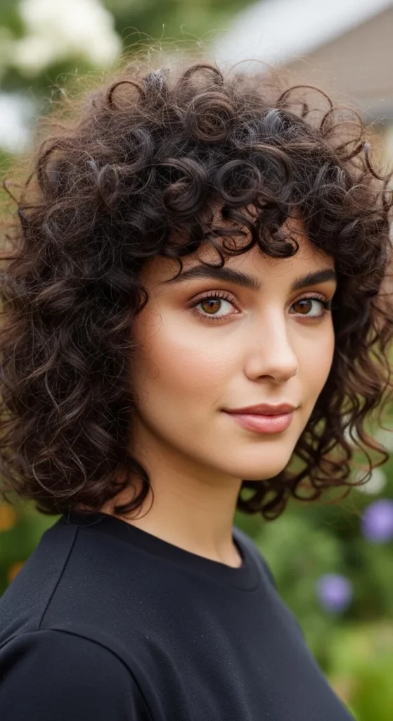 Curly Wolf Cut Without Bangs