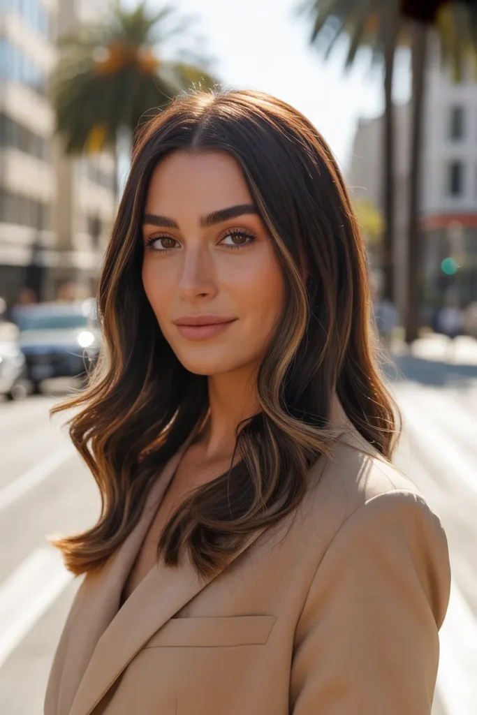 Dark California Brunette With Subtle Caramel Highlights