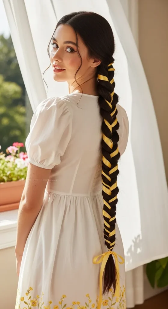 Dutch Braid Hairstyles With Ribbon for a Playful Touch