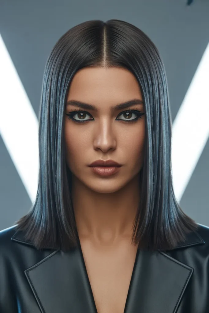 Edgy Sleek Straight Birthday Hairstyle With Middle Part