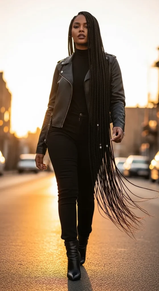 Extra-Long Fulani Braids for a Dramatic Effect