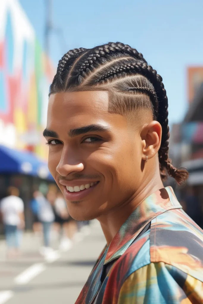 Faded Mullet With Braided Back Section