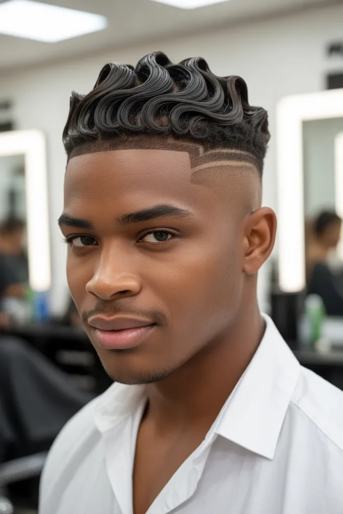 Faded Mullet With Defined Waves on Top