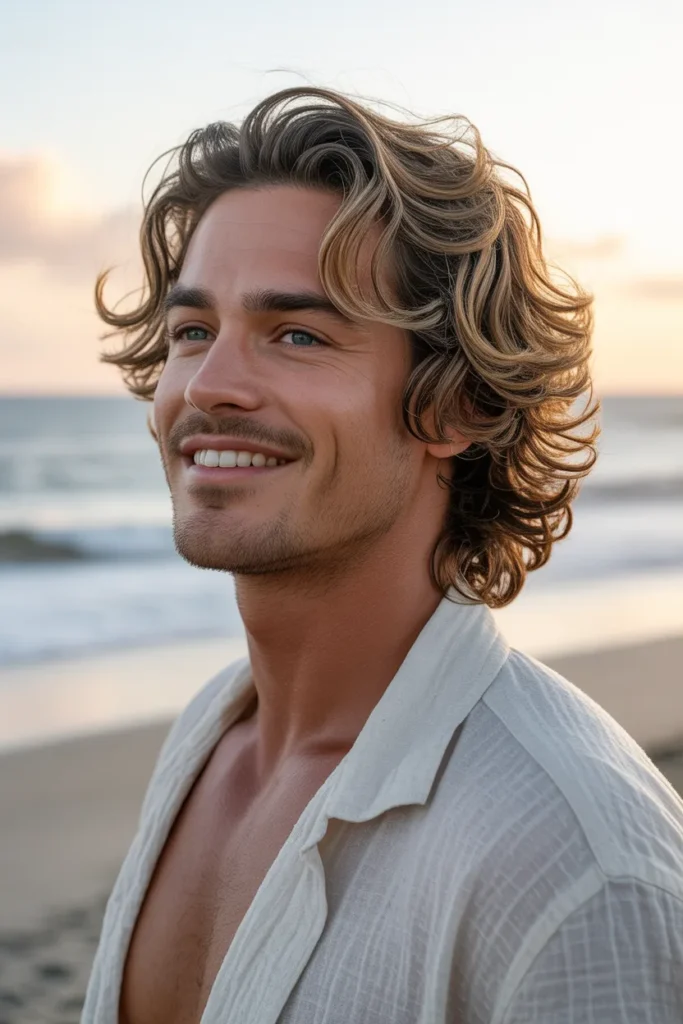 Faded Mullet With Natural Flow and Beach Texture