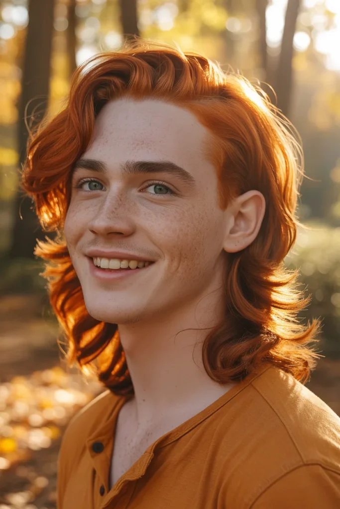 Faded Mullet With Natural Red Hair and Freckles