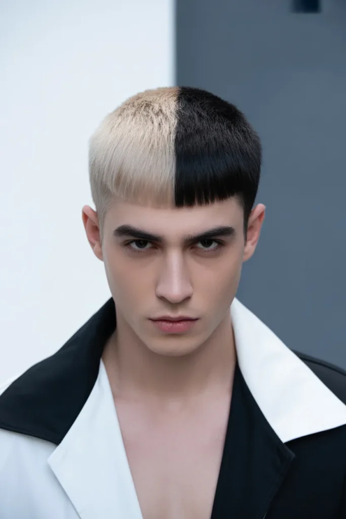 Faded Mullet With Two-Tone Color Block
