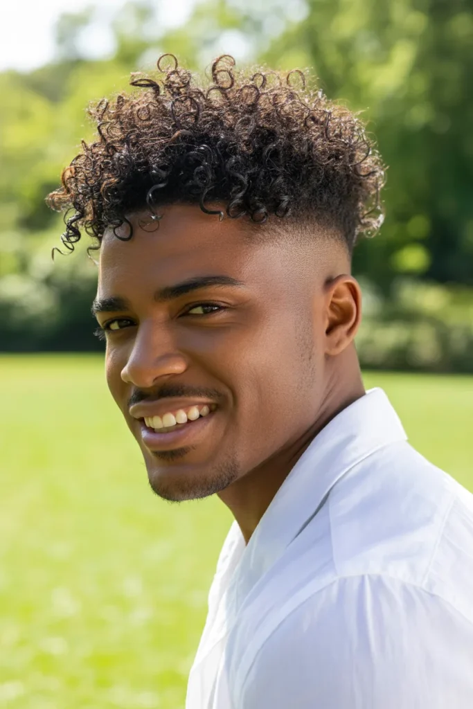 Faded Undercut With Curly Top