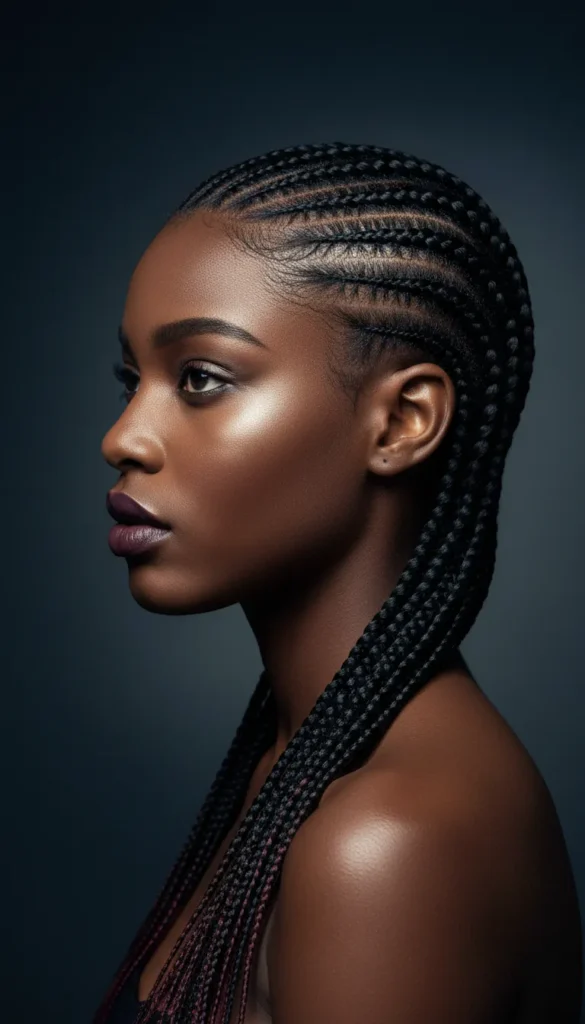 Feed-In Braids With Baby Braids Cascading Down