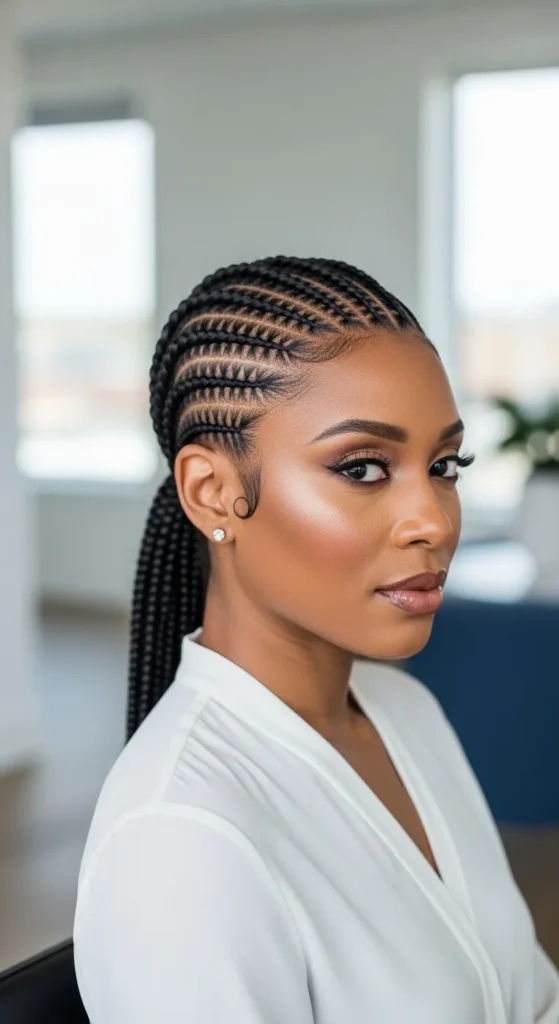 Fulani Braids with a Low Ponytail