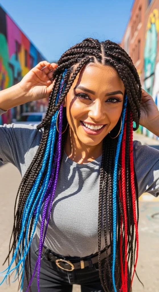 Fulani Braids with a Pop of Color