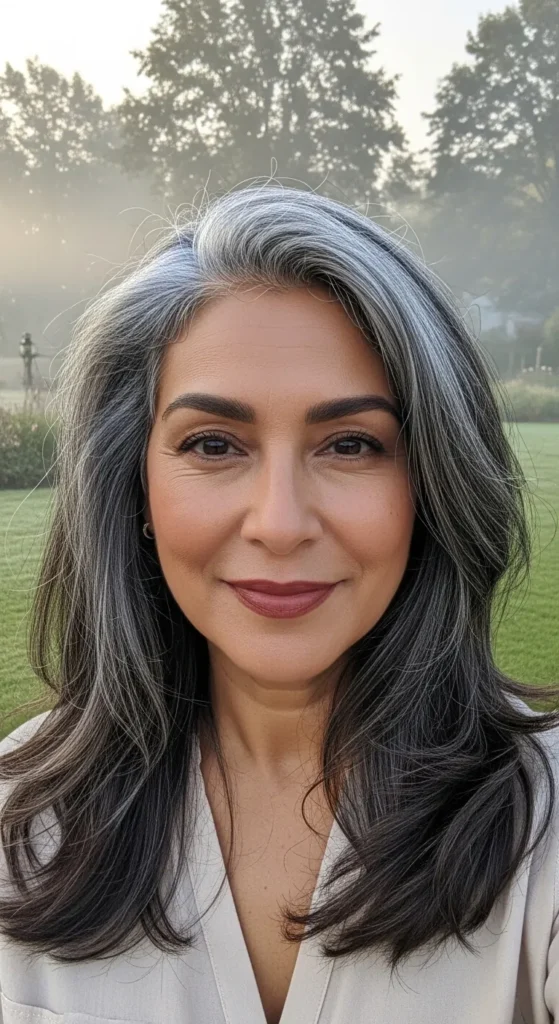Full Crown Silver Highlights for a Graceful Grey Blend