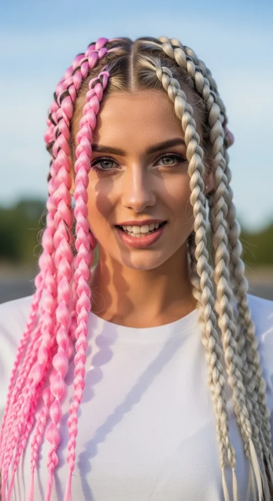 Gemini Bubble Braids with Dual Colors