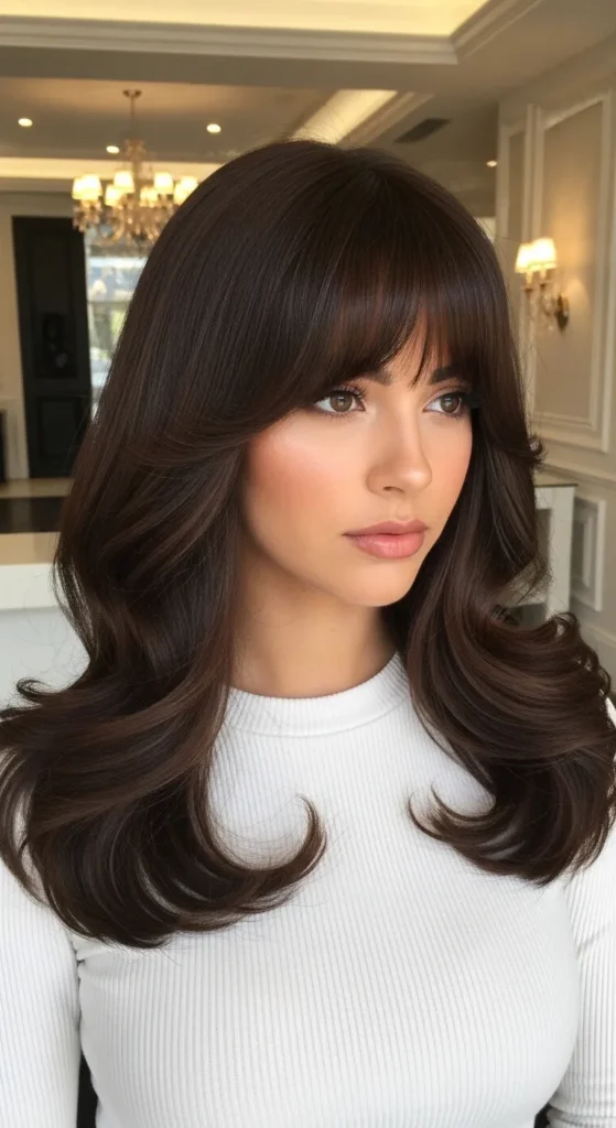 Glam Wavy Wolf Cut with Voluminous Bangs