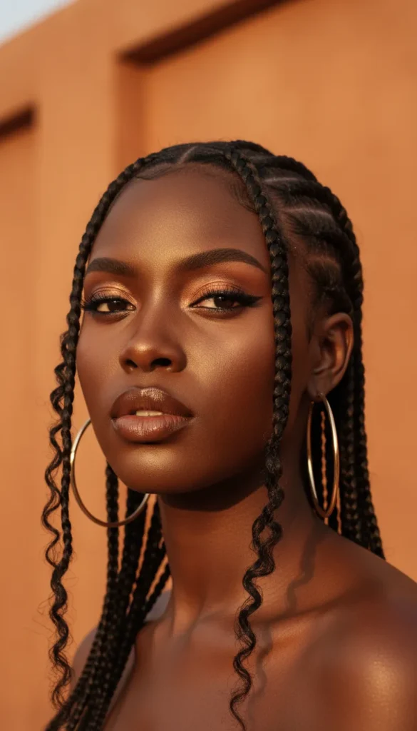 Goddess Braids With Baby Braids Flowing at the Edges