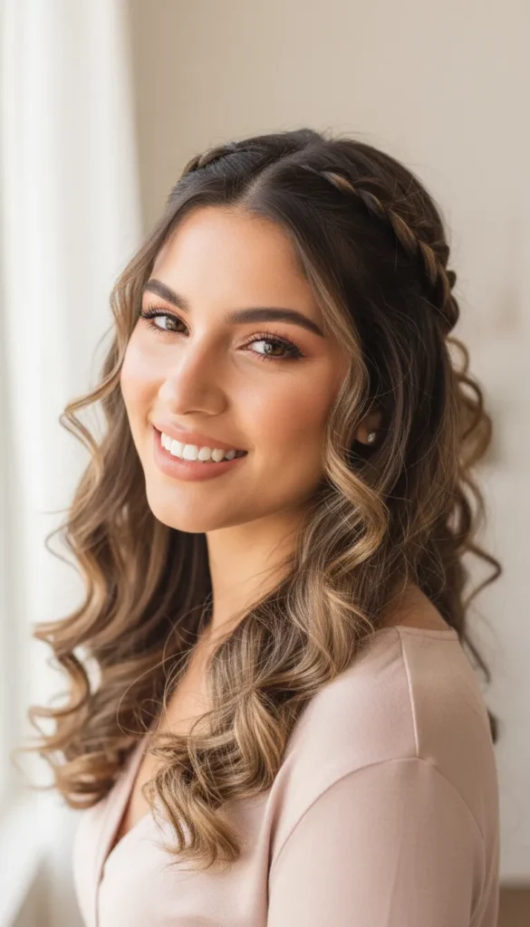 Half-Up Half-Down Style With Baby Braids Crown