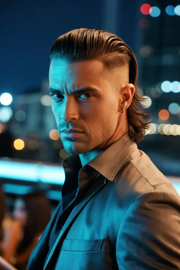 High Skin Fade Mullet With Slicked Back Top