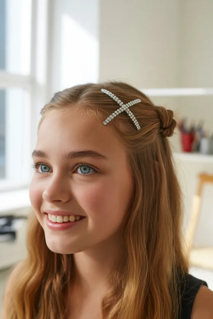 Knotted Half-Up Style With Embellished Pins