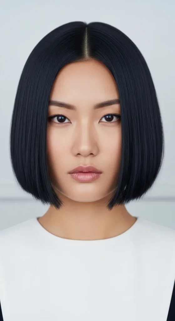 Korean Blunt Bob with Middle Part