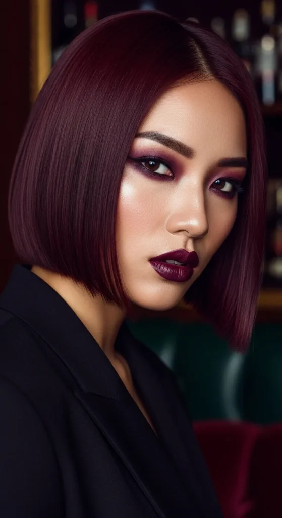 Korean Chic Bob with Burgundy Color