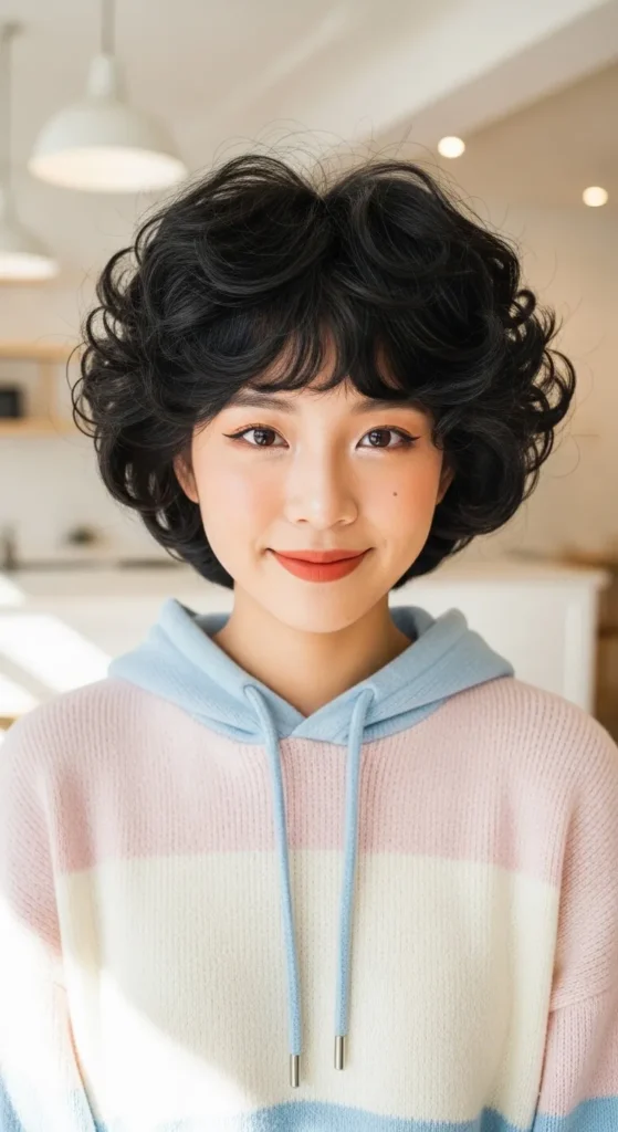 Korean Fluffy Two-Block with Perm Top