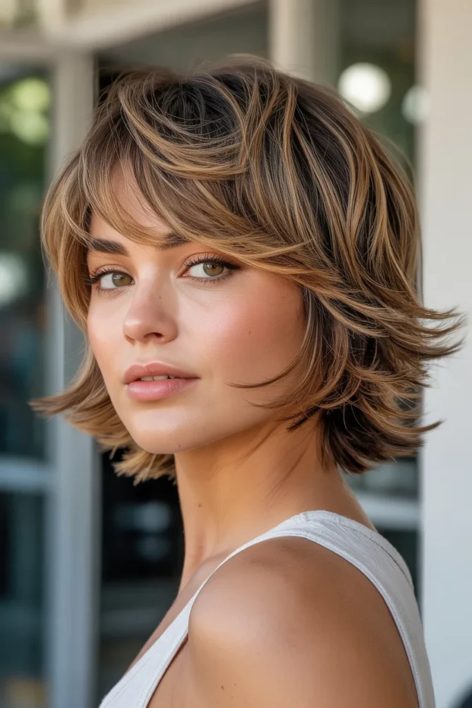 Layered Shag with Face-Framing Highlights