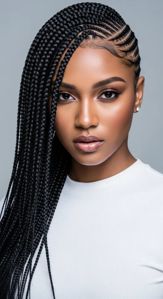 Lemonade Braids (Fulani-Inspired Side Sweep)