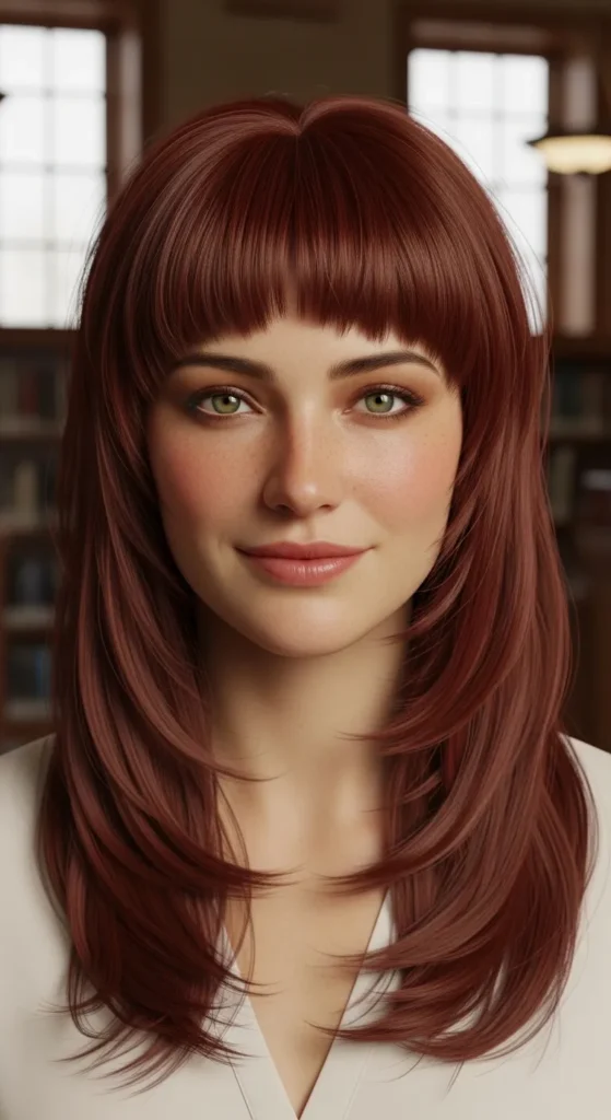 Long Layered Soft Mullet with Bottleneck Bangs