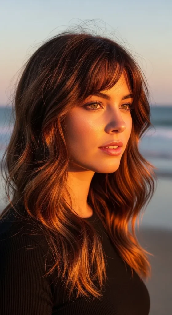 Long Wavy Wolf Cut Without Bangs