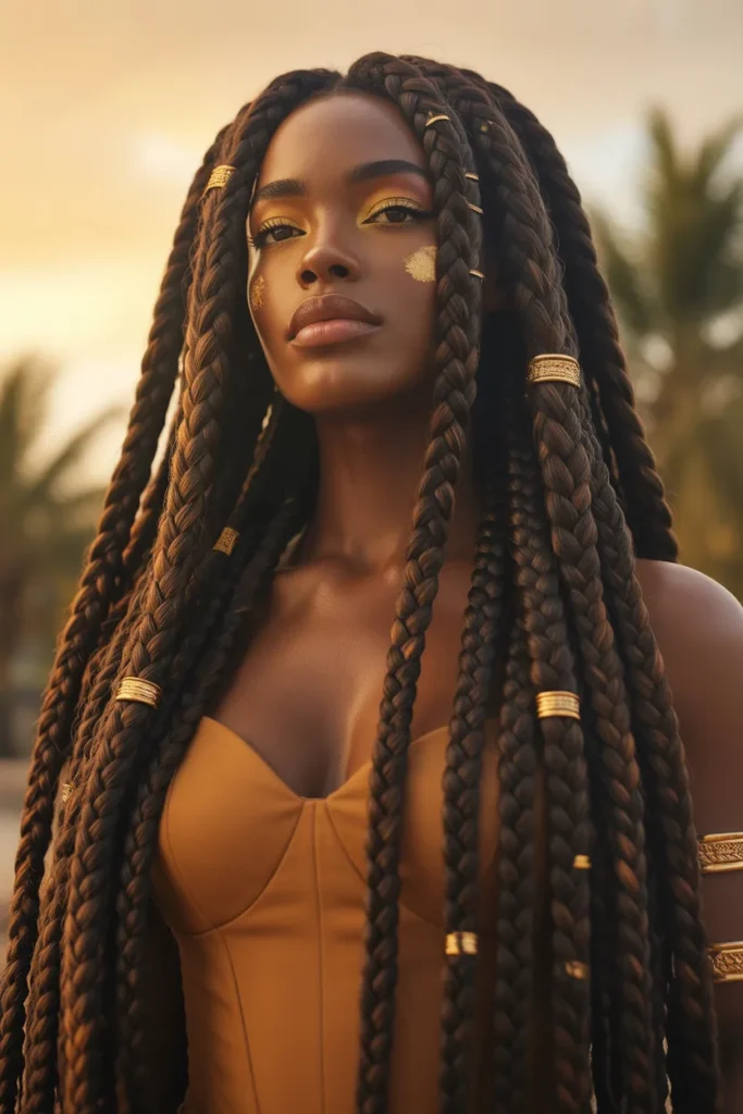 Luxurious Long Goddess Braids Birthday Hairstyle