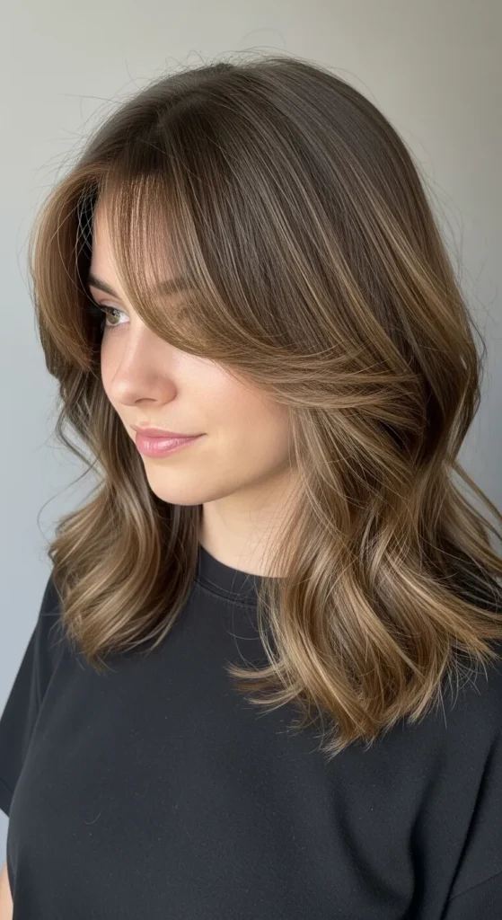 Medium Wavy Wolf Cut with Blended Bangs